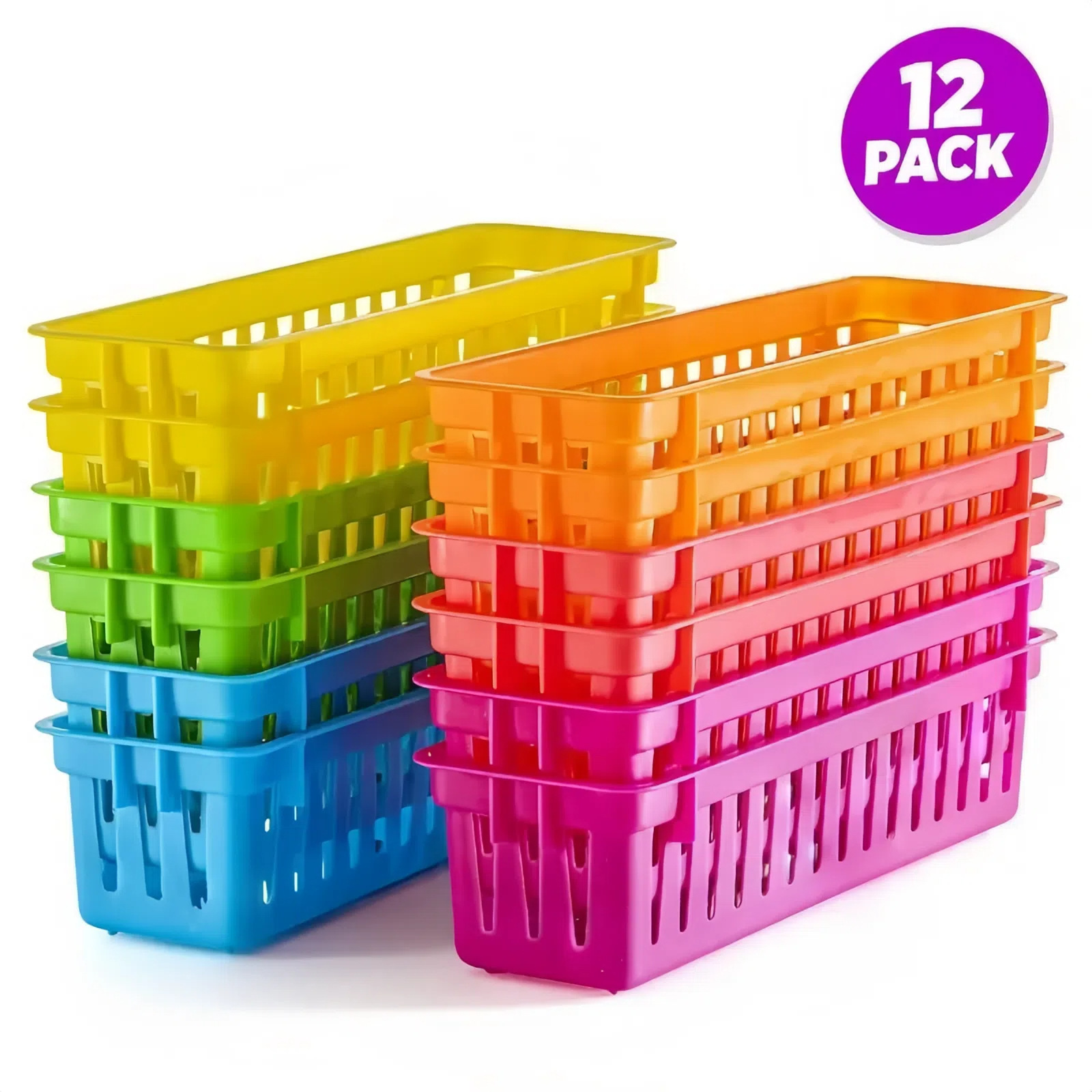 Plastic Basket Color Classroom Storage Basket Pencil Storage Box Stationery Basket Cross-border Hot Sale
