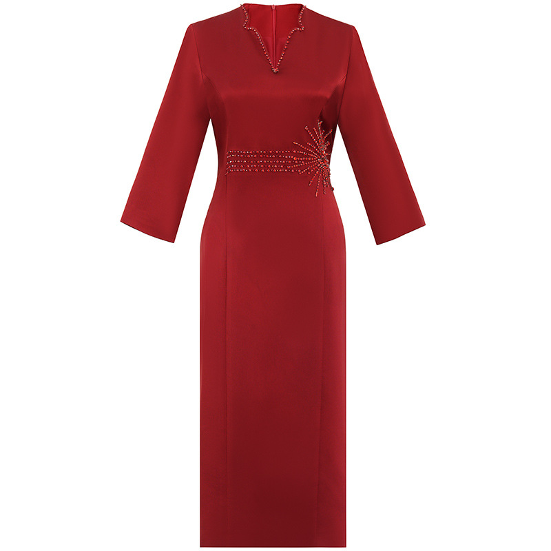 Xi mother Xi mother-in-law's dress can be worn at ordinary times, mother spring wedding banquet women's small long skirt is thin