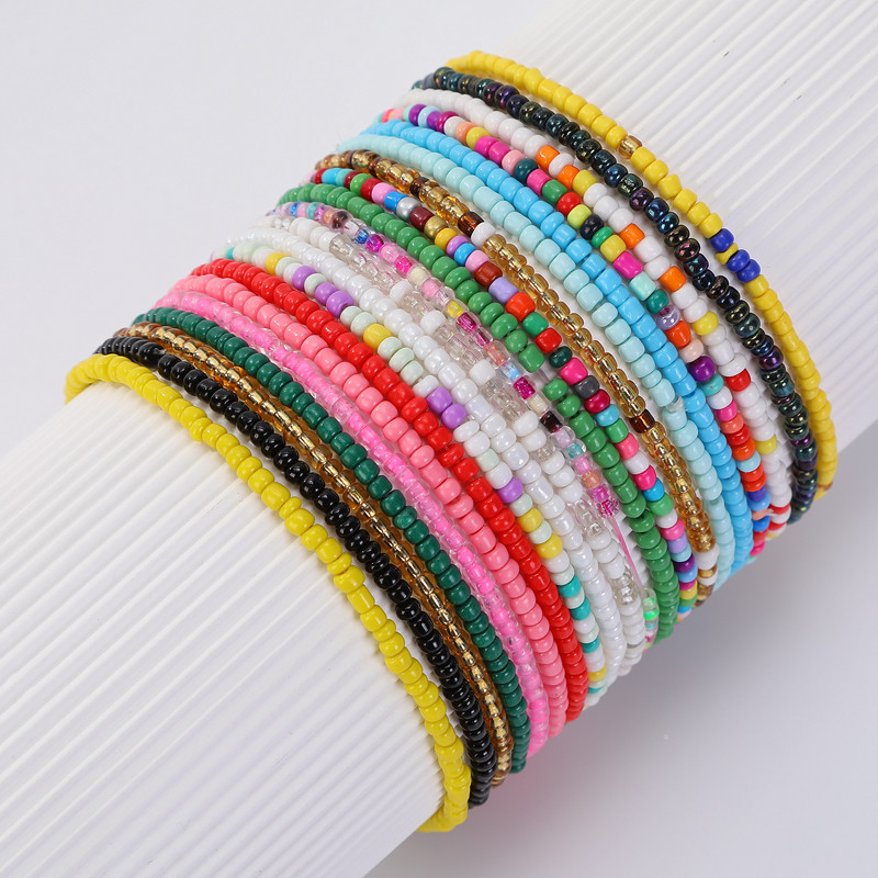 European and American Cross-border Jewelry Summer All-match Color Rice Bead Beach Aklet Simple Creative Aklet Multi-use 10-piece Set