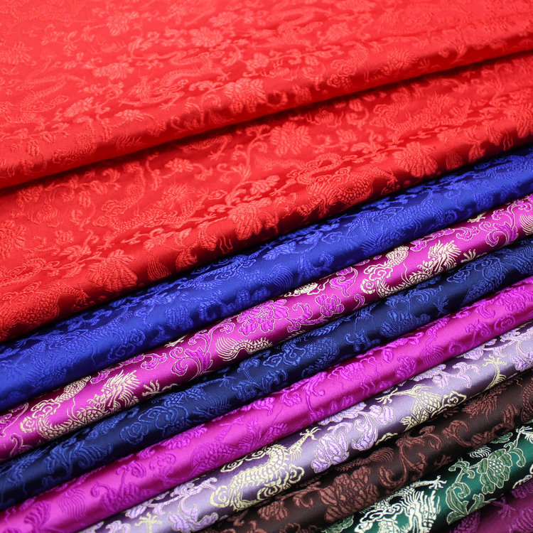 Chinese Style Tang Suit Cheongsam Baby Clothes Kidsren's Clothing Spun Silk Satin Handmade Packaging Fabric Jacquard Brocade Dragon Pattern Fabric