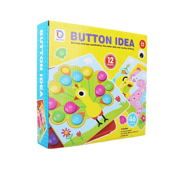 Cross-border Large Particle Mushroom Nail Puzzle Button Assembled Art Board Kindergarten Color Cognitive Assembled Toy Gift