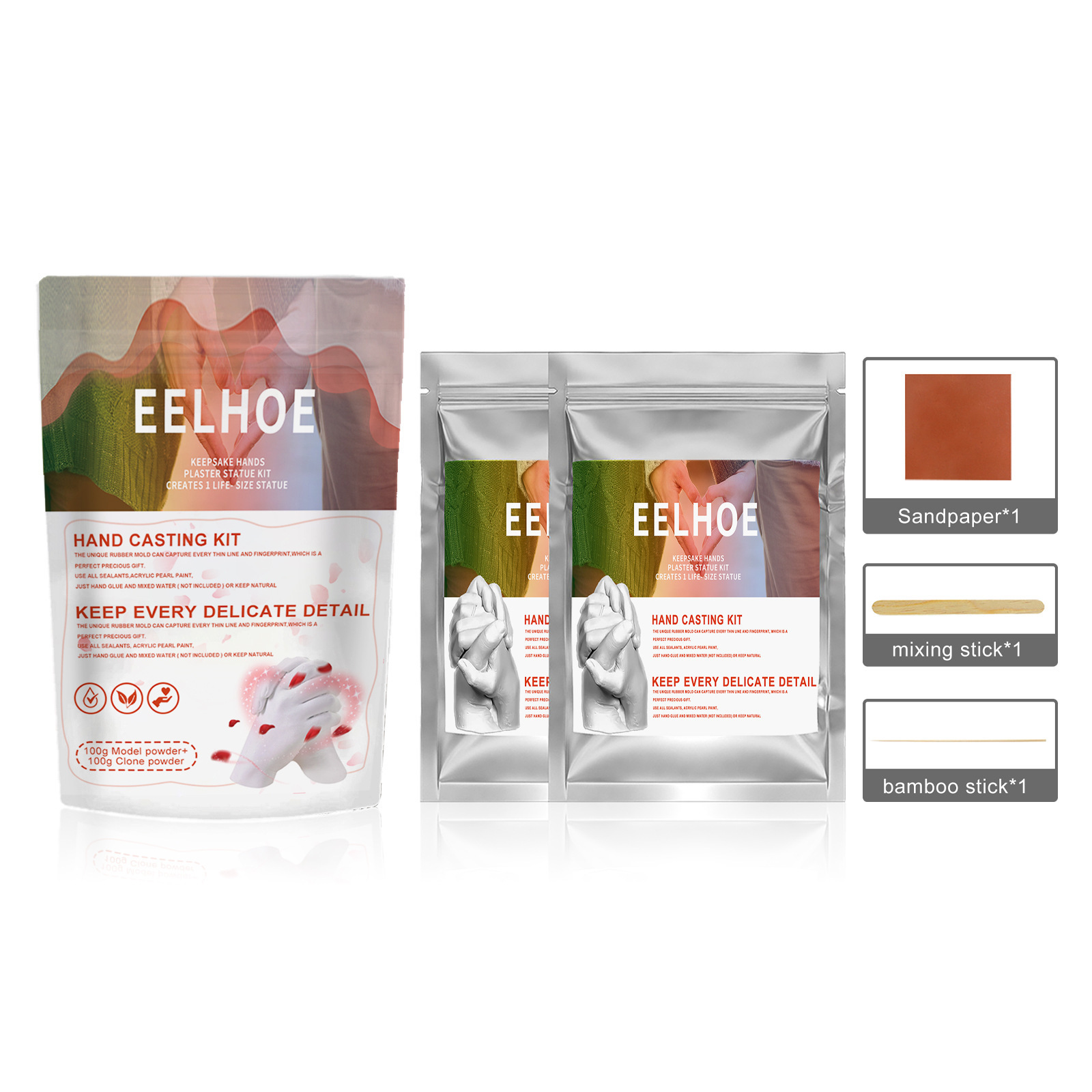 EELHOE Couple Hand Model Cloning Powder Infant Making Material Valentine's Day Gift Three-dimensional Hand and Foot Model