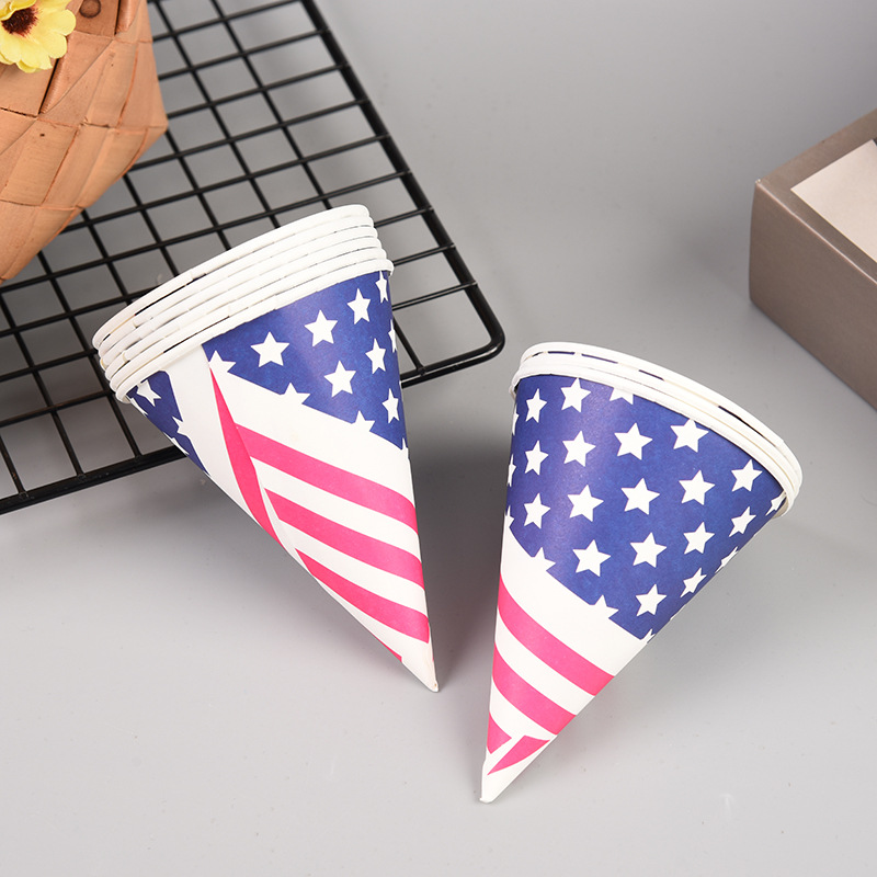 Wholesale 6 oz Pointed Bottom Conical Paper Cup Straight Drinking Water Paper Cup Airport Applicable Paper Cup Disposable Shaved Ice Paper Cup