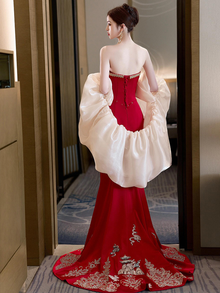 Luxurious Tailored Wedding Dress 2025 New Chinese Style Bridal Gown for Toasting Ceremony High-End Light Luxury Wedding Outfit for Women