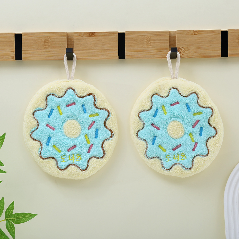 Cute Cartoon Toast Cheese Hand Towel New Hanging Handkerchief Cookie Cookie Rag Thickeneded Coral Velvet Wipe