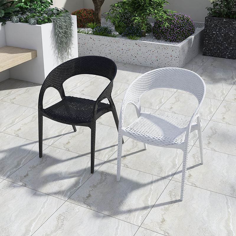 Outdoor Open-Air Plastic Chair Scandinavian Simple Hollow Chair Cafe Stacking Chair Outdoor Stacking Armrest Dining Chair