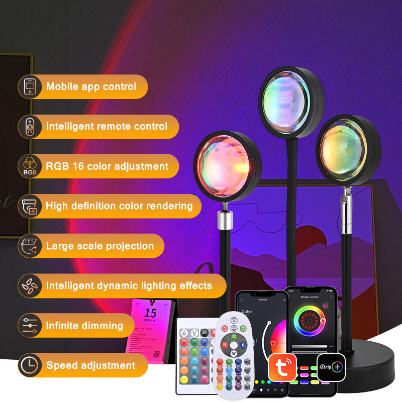 Sunset lamp sunset lamp atmosphere net red fill light sunset bedroom nightlight projection sunset lamp graffiti APP