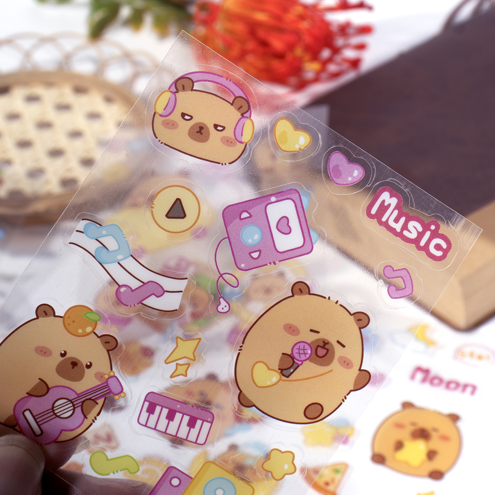 Kapibala PET stickers cute cartoon capybara hand account collage decoration DIY goo card material mobile phone water cup stickers