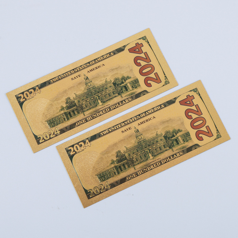 In-Stock 100 Gold Foil Pet Plastic Gold Foil Commemorative Coins Pet Plastic Gold Foil Commemorative Banknotes Collectible Coins Custom Craft