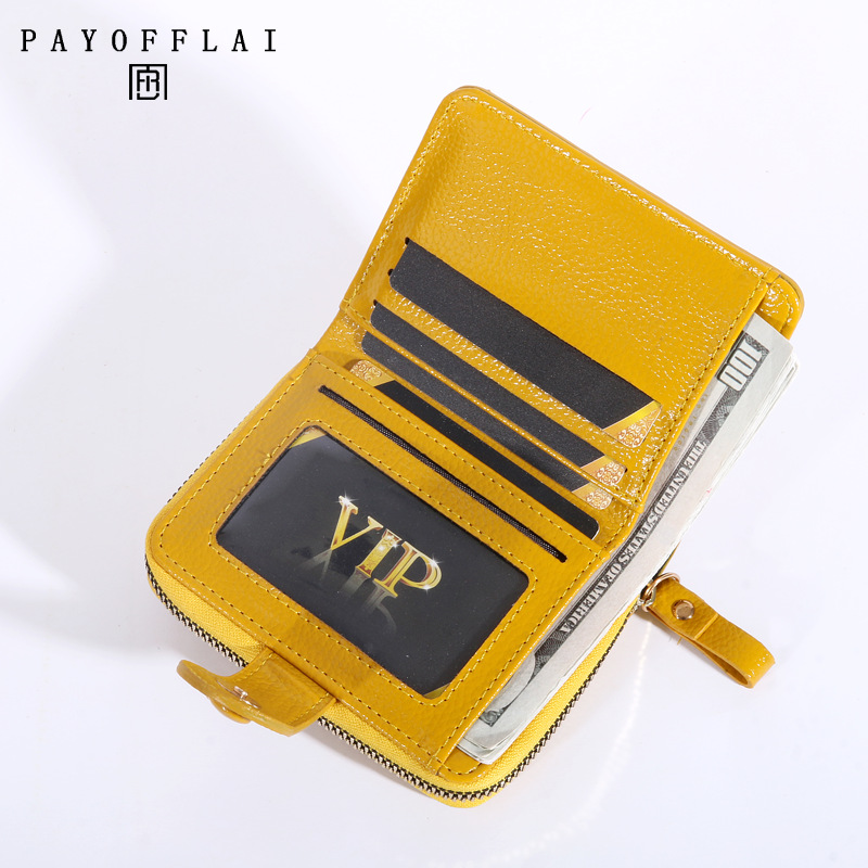 European and American Simple Wallet Women's Short Retro Hong Kong Style All-match Large Capacity Multi-card Zipper Change Card Holder All-in-one Bag