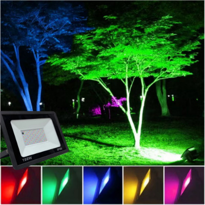 Rgb Floodlight Tree Light Cross-Border Colorful Floodlight Landscape Light Remote Control Colorful Changing Tree Light Colorfulful Floodlight