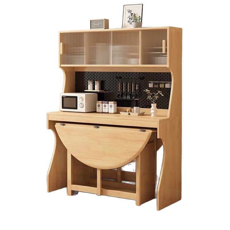 Solid Wood Sideboard Dining Table Integrated High Cabinet Household Wall Side Cabinet Storage Cabinet Bar Counter Cabinet with Dining Table Storage Cabinet