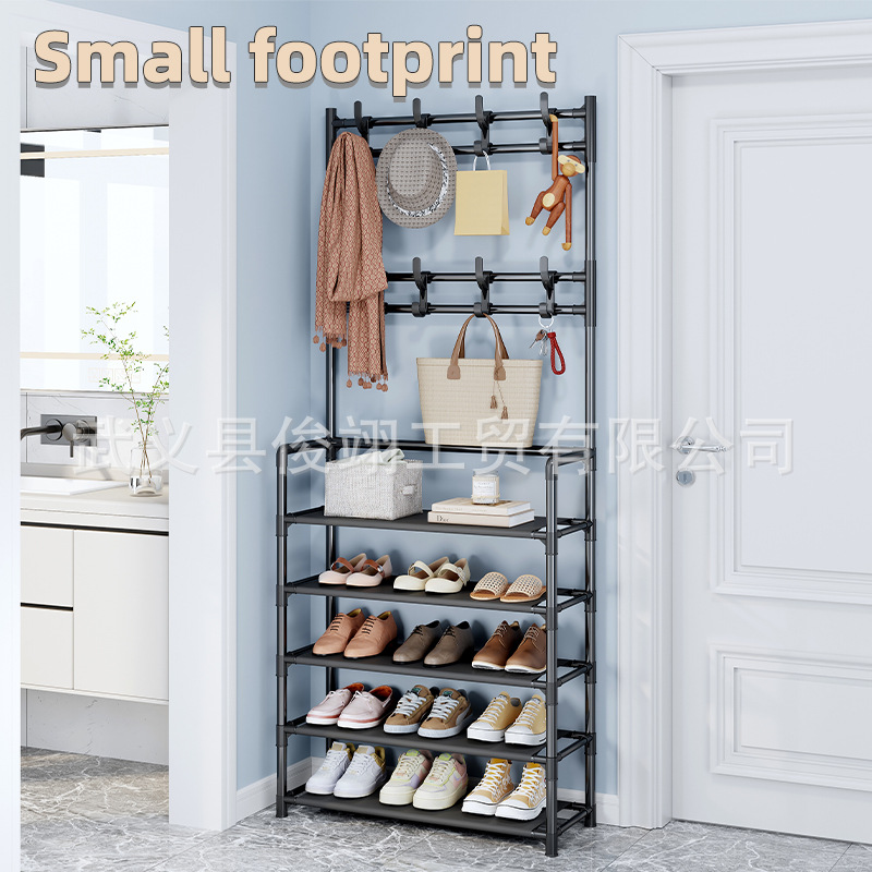 Multi-Layer Household Shoe and Hat Rack, Coat Rack, Entryway Shoe Rack, Student Dormitory Rental House Storage Rack, Metal Shoe Rack