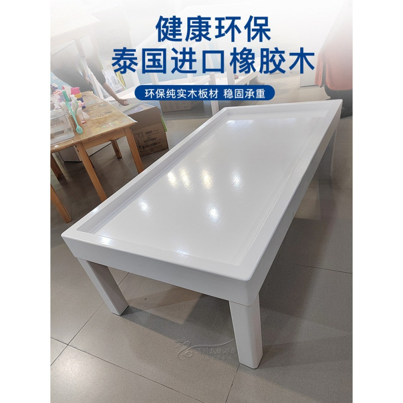 Children's Activity Area Solid Wood Handmade Table White Paint New Table and Chair Early Education Shopping Mall Amusement Game Toy Table
