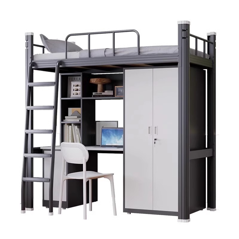 Apartment Bed, Bed and Table Combination Bed, Dormitory Iron Frame Bed, Staff Dormitory Bunk Bed, Student Bunk Bed, Floor Ladder