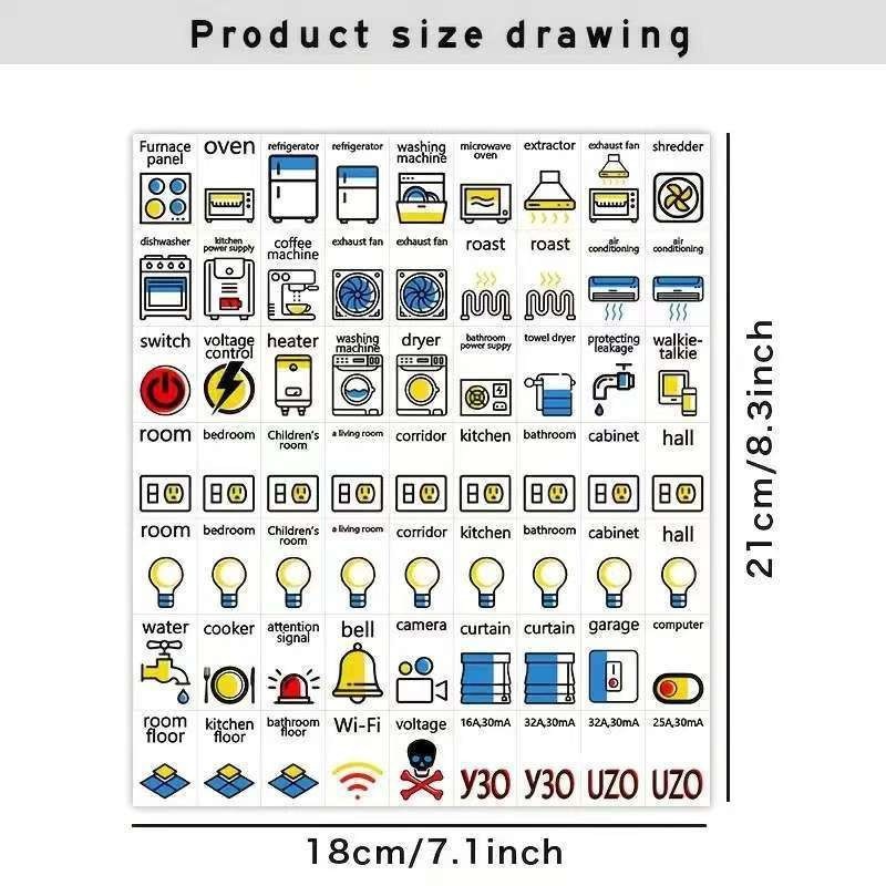 Cross-Border New 2025 Electrical Box Electrical Circuit Breaker Decorative Panel Label Decorative Sticker Self-Adhesive Waterproof