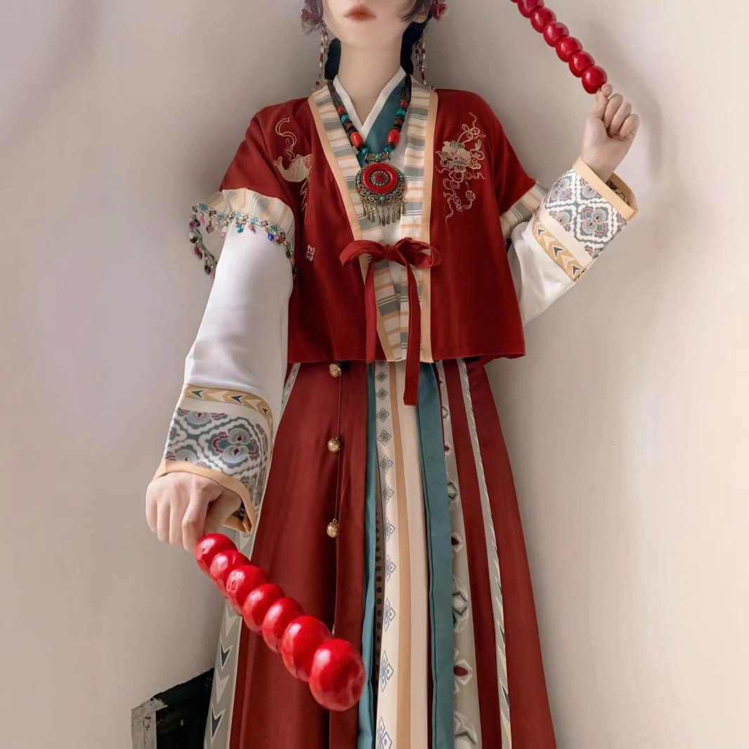 Tang Dynasty Wei Jin Feng Han Clothing Female [Red Not Laji] Han Element Tang Quilt One-Piece Waist Broken Skirt Daily Wear