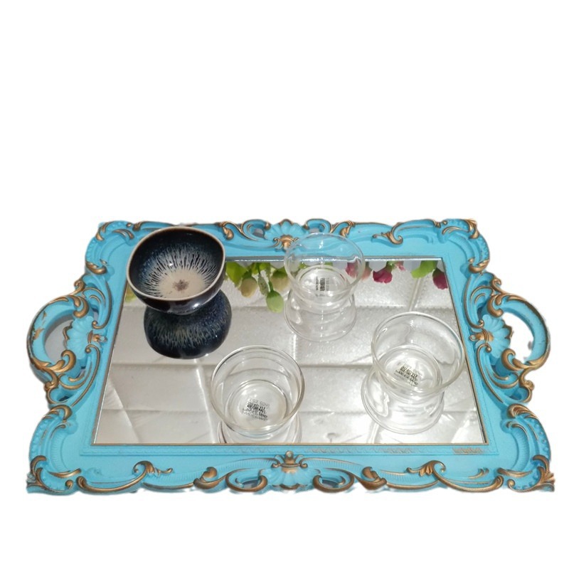 American pink blue brush gold plastic PVC mirror fruit tray foreign trade procurement export wish Amazon high-grade PP