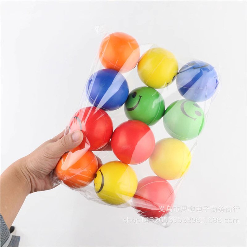 Cross-Border 6.3Cmpu Foamed Sponge Solid Ball Football Basketball Tennis Baseball Smiley Ball Decompression Toy Ball