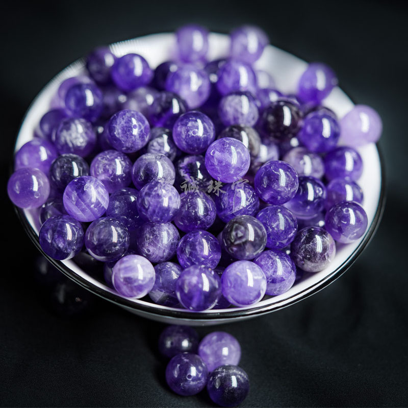 Natural Amethyst Loose Beads Round Beads DIY Jewelry Accessories Uruguayan Amethyst Beads Semi-Finished Products Wholesale National Style