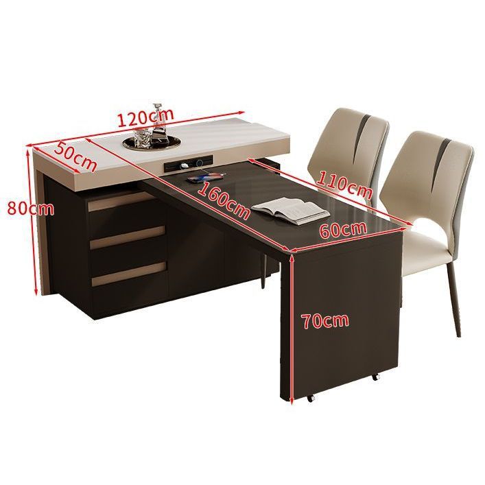 New Island Table Integrated Household Rotatable Telescopic Rock Board Small Apartment Kitchen Island Tea Dining Table