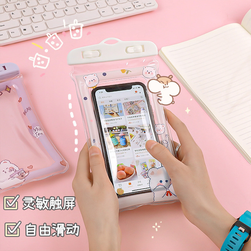 Drifting Swimming Mobile Phone Bag Cute Cartoon Mobile Phone Waterproof Bag Airbag Floating Touchscreen Protective Cover Wholesale