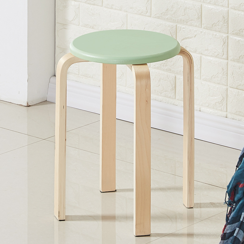 Qu Mu Stool Wholesale Stool Stacking Wooden Stool Household Stool Fashion Dining Table Stool Colorful Small Round Stool Shoe Changing Stool