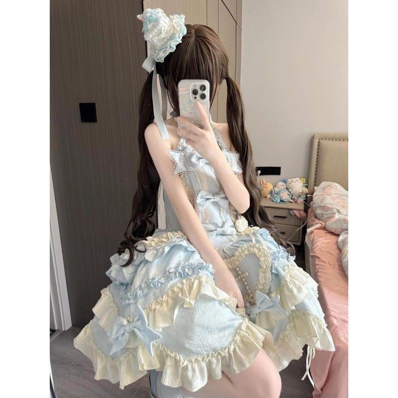 Heart of Butterfly Lolita Original Dress Jsk Hanging Neck Daily dress Bow Princess Style Lolita