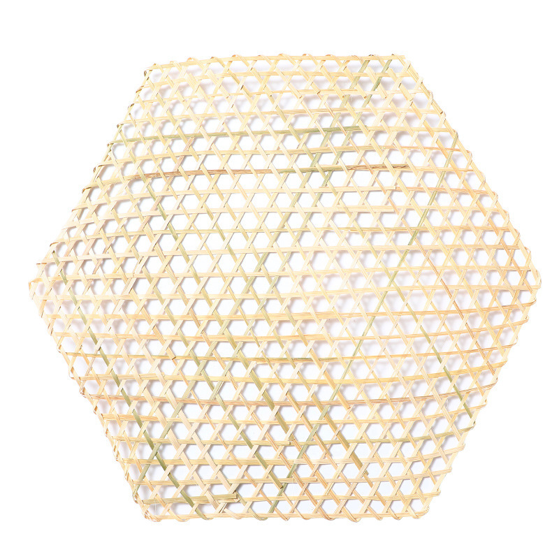 Handmade Bamboo Woven Hexagonal Bamboo Oil Anti-Stick Small Steaming 6 Eye Holes Hexagonal Edge Bamboo Fungus Bamboo Mesh Mat