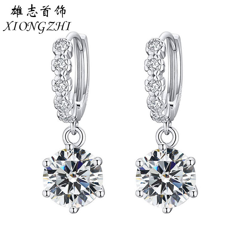 Серьги из стерлингового серебра 925, простые, с моиссанитом 1 карата