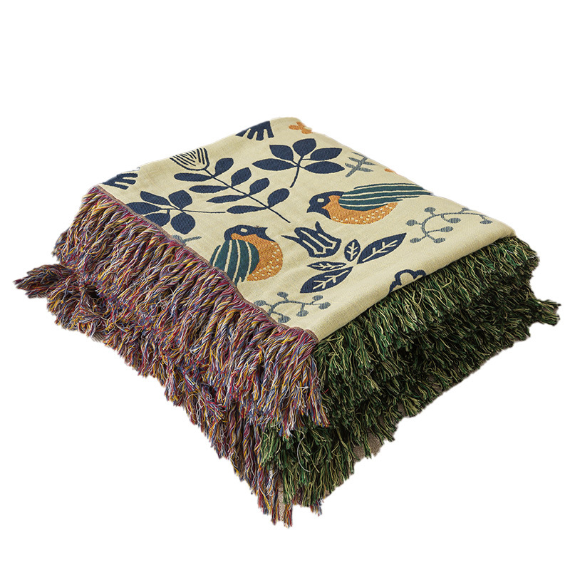 Cross-Border Russian Pure Cotton Gauze Towel with Tassels, Sofa Cover Blanket, European Style All-Season Gauze Blanket