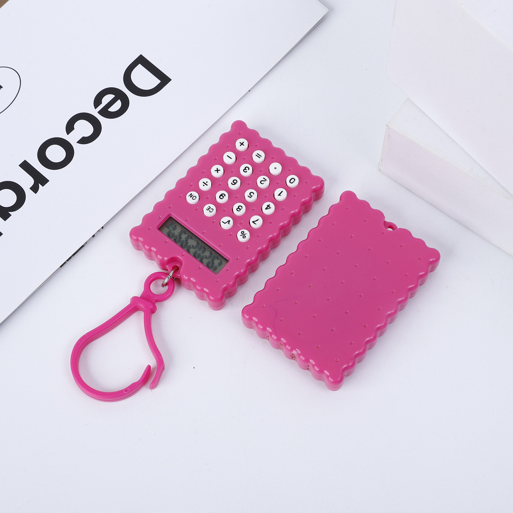 Factory wholesale student small size mini calculator high color value cute portable button battery biscuit computer