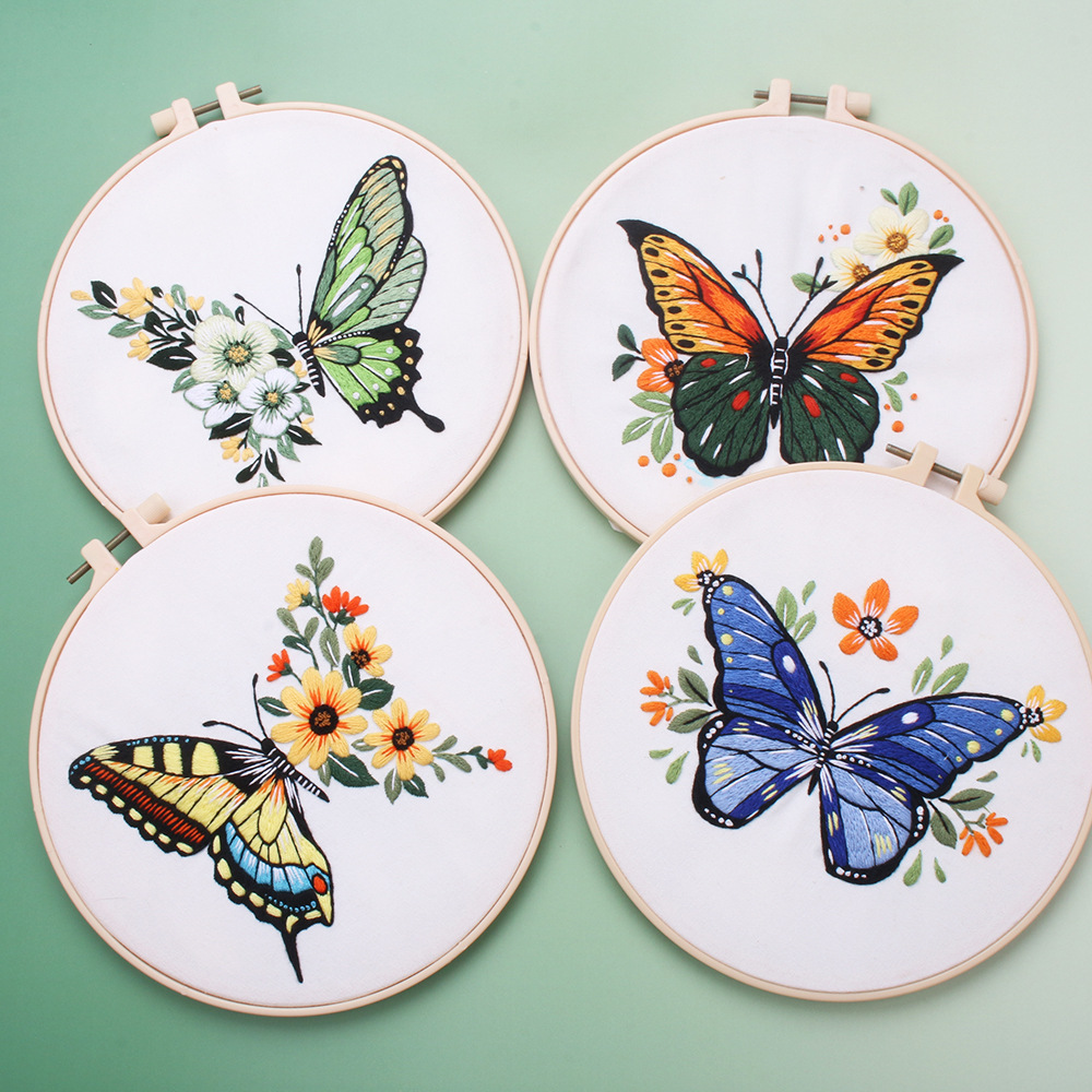 cross-border english embroidery diy material bag kit bright butterfly handmade embroidery material bag