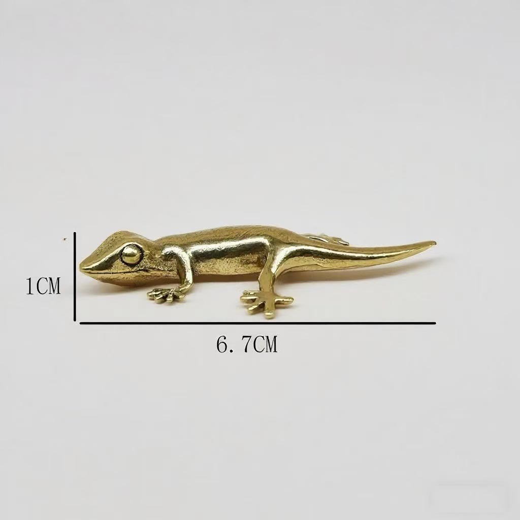 Cross-border TEMU Hot Sale Pure Brass Retro Style Gecko Figurine Ornaments Desktop Home Decoration Crafts Wholesale