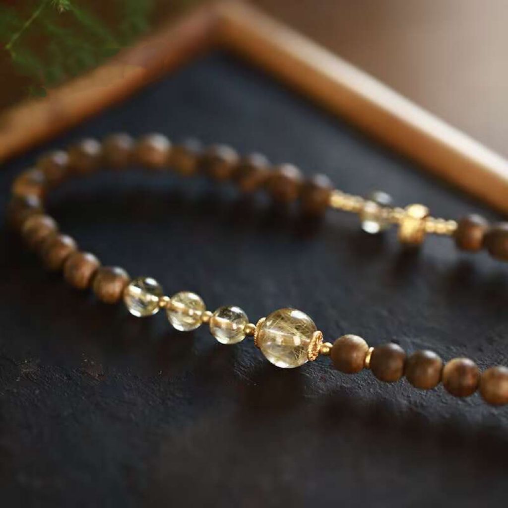 Браслет из сандалового дерева с рутилом, легкая роскошь, подарок для девушек