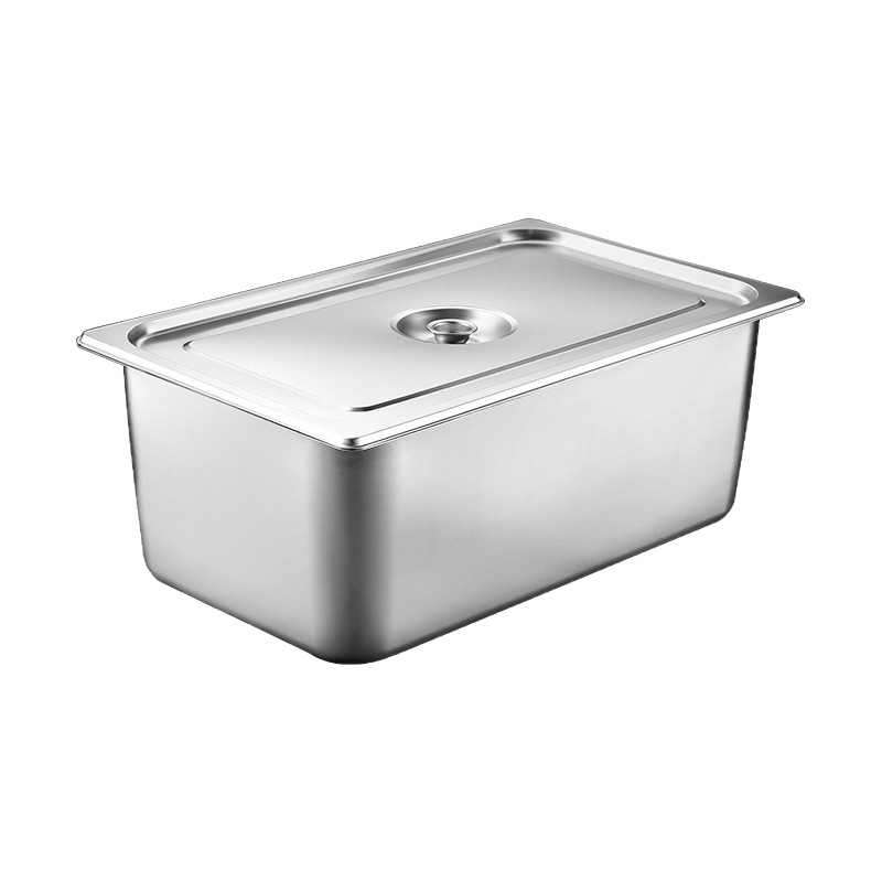 Stainless Steel Square Basin Portion Basin with Lid Fast Food Truck Vegetable Serving Basin Milk Tea Shop Small Ingredient Basin Spicy Hot Pot Serving Basin
