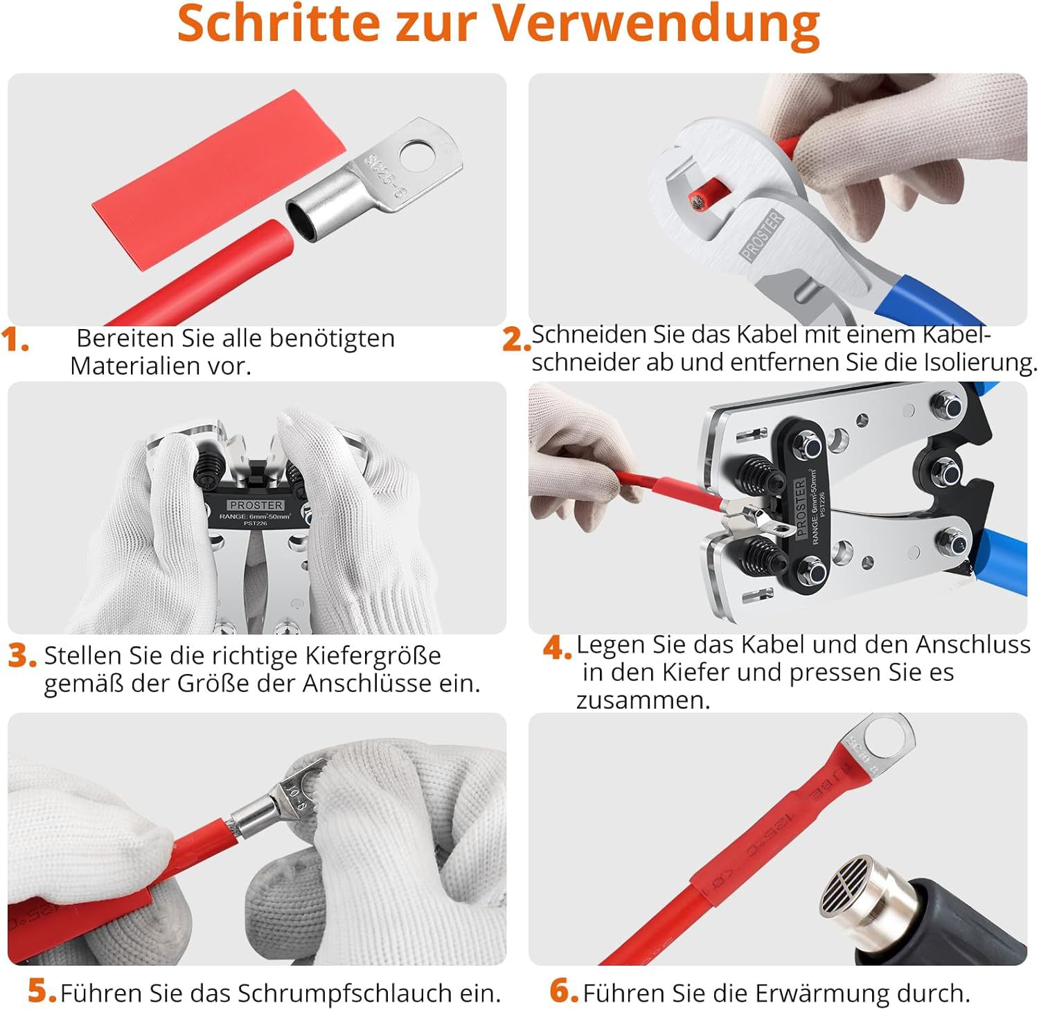 Proster Crimpzange Kabelschuhe Crimpzange Kabelschuhe Set Mi