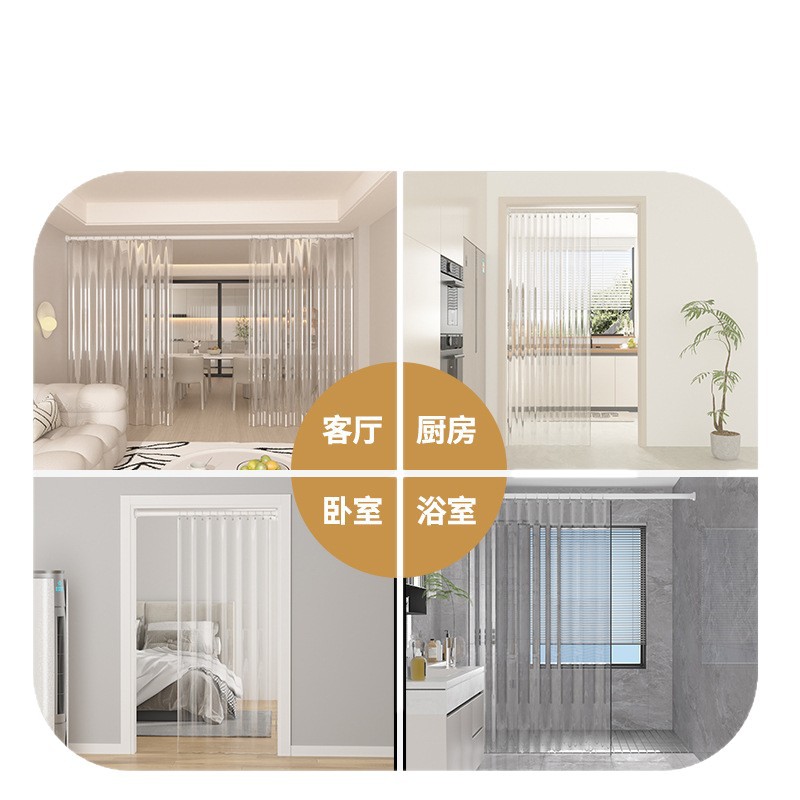 Summer Air-Conditioning Anti-Cold Air-Conditioning Windshield Curtain Kitchen Anti-Oil Fume Partition Curtain Transparent Punch-Free Hanging Curtain Blocking Curtain