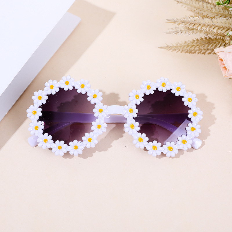 New Children's Sunglasses Sunglasses Small Cute Young Cute Chrysanthemum Flower Sunglasses Round Frame Petal Glasses