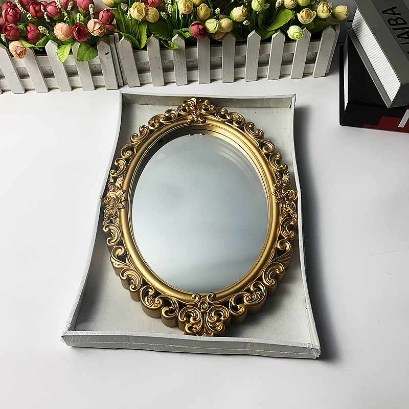 Factory direct supply new products listed background porch decorative mirror cosmetics shooting props plastic spray gold Amazon
