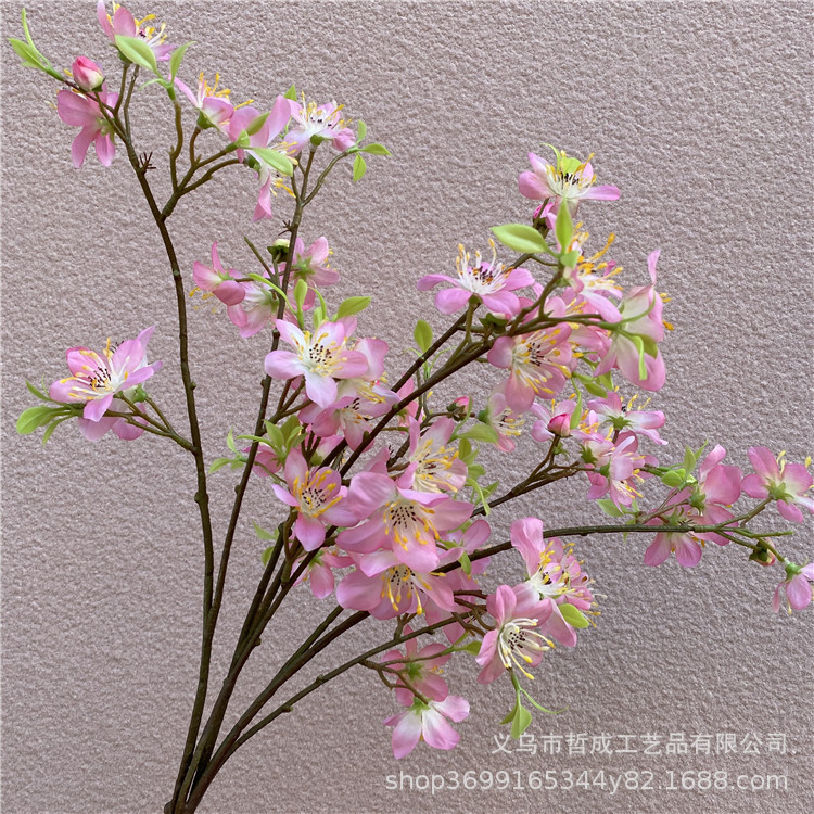 Simulated Wild Azalea Fake Flower Peach Blossom Silk Flower Dining Table Overall Floral Dry Flower Flower Arrangement Bouquet Small Branch Photography Props
