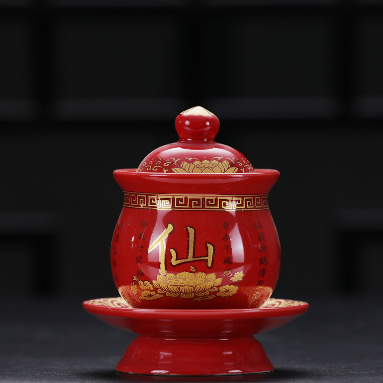 Buddha Hall Supplies Cup Ceramic Pre-Buddha Sacred Water Cup Guanyin Great Sadness Curse Guan Gong Buddha Appliance Buddha Sacrifice Water Purification Cup Buddha Sacrifice Cup