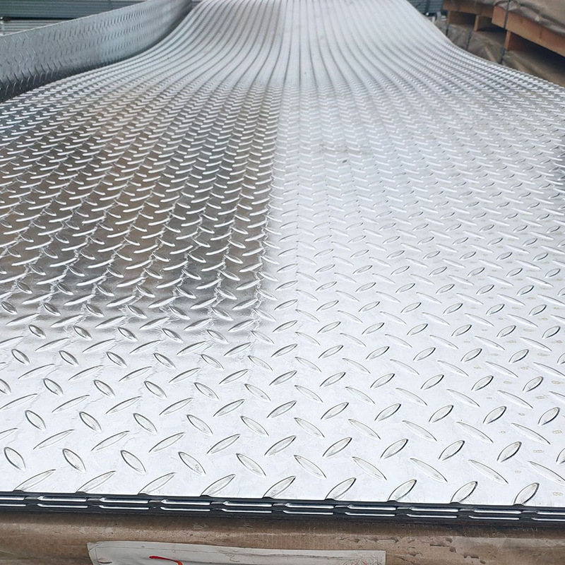 Q235B Hot-Dip Galvanized Pattern Plate Non-Slip Embossed Steel Plate 2/3/4/5mm Stair Steel Ladder Step Plate Paving Iron Plate
