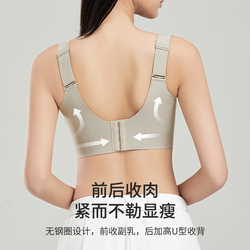 Thin Underwear Large Chest Small Anti-sagging No-steel Rings Women's Gather-up Traceless Adjustable Large Cup plus size Bra