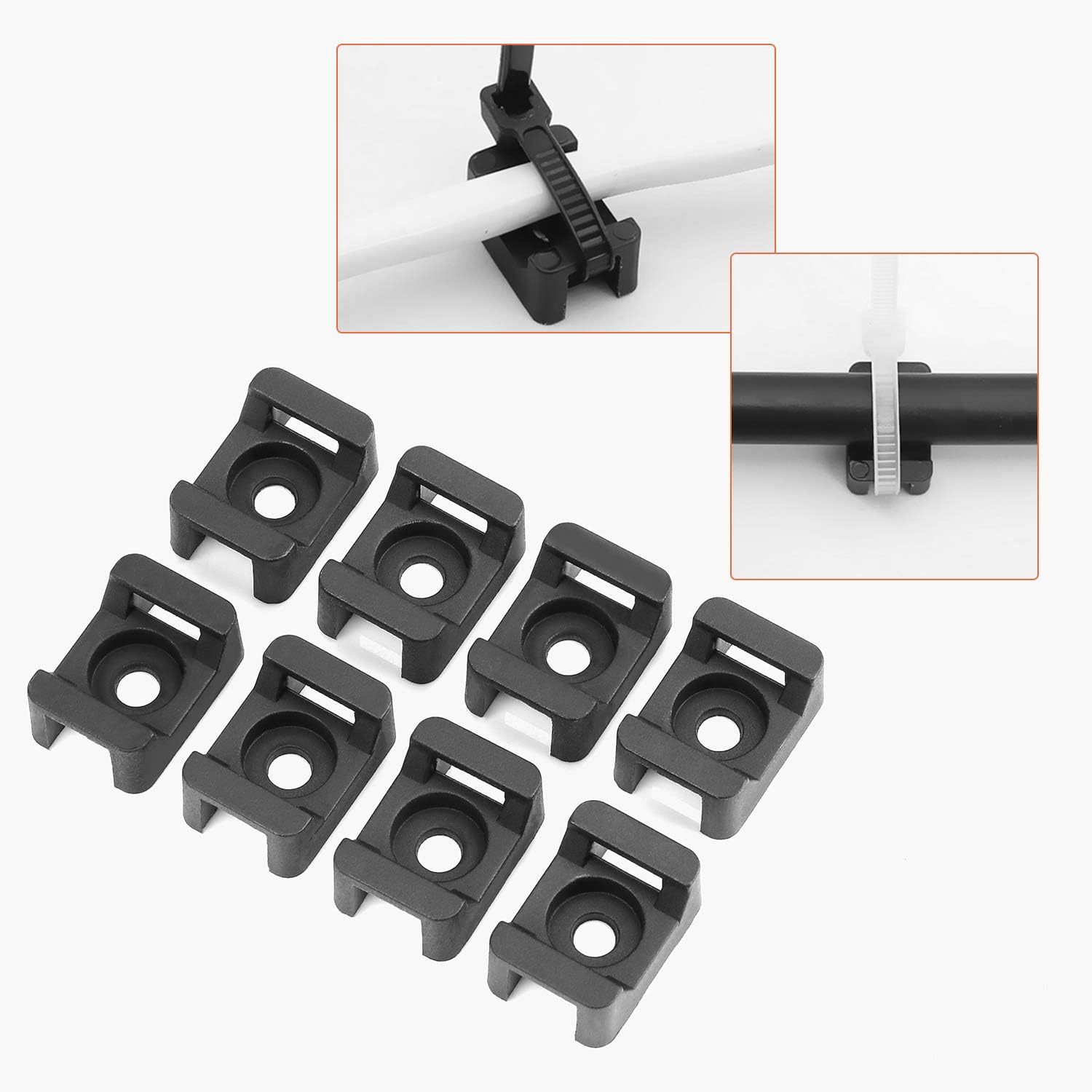 Coolty 150 Stück Schwarz Cable Tie Fixing 23Mmx16Mm