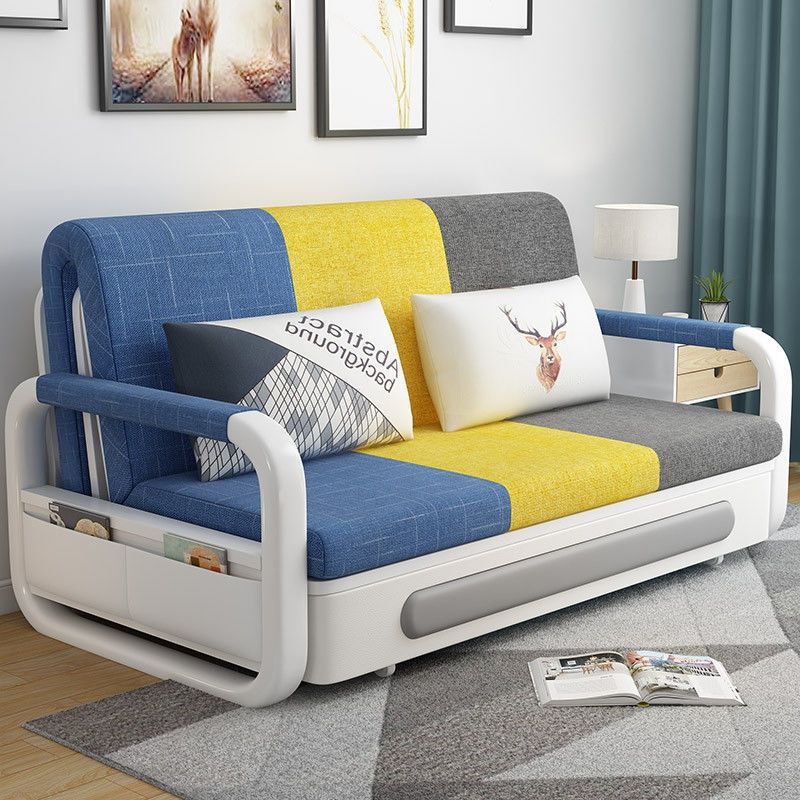Foldable Sofa Bed for Home Use, Suitable for Small Living Rooms, Multifunctional Fabric Balcony Study, Single or Double Person Rental Small Sofa