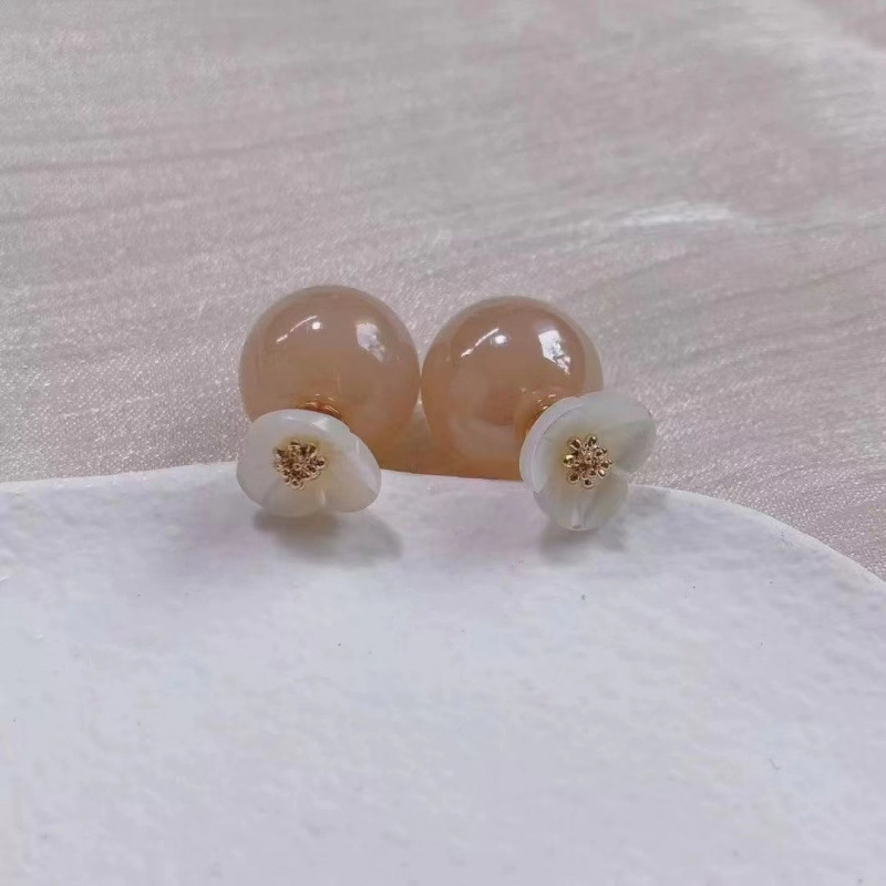 French Sweet Two-Wear Flower Bead Earrings for Women, Niche Design, Simple Temperament, Versatile Earrings