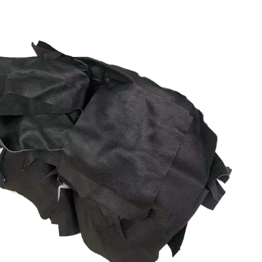 Foshan Manufacturer Black Pebbled Cowhide Recycled Cowhide Acquisition Genuine Leather Wholesale Large Thick Leather Scraps