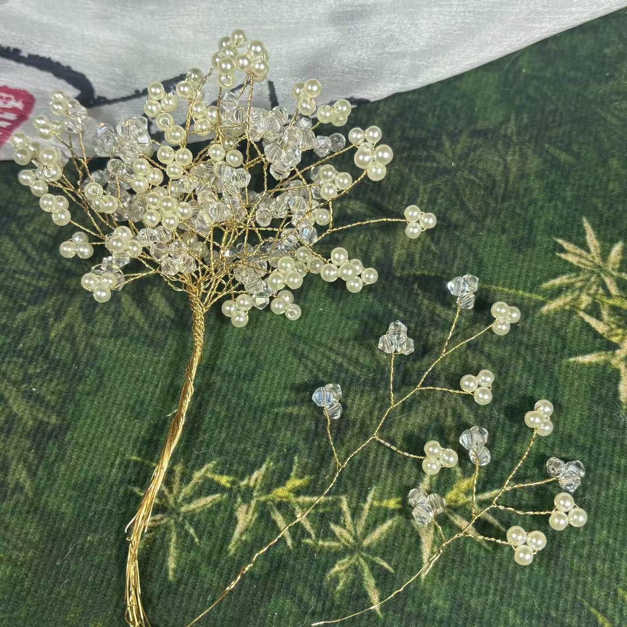 Старинный стиль головной убор, цветочные ветви, ветви и листья, DIY гипсофила, жемчуг, свадебные украшения, веер, бутоньерка, материал для шпилек, ручная работа