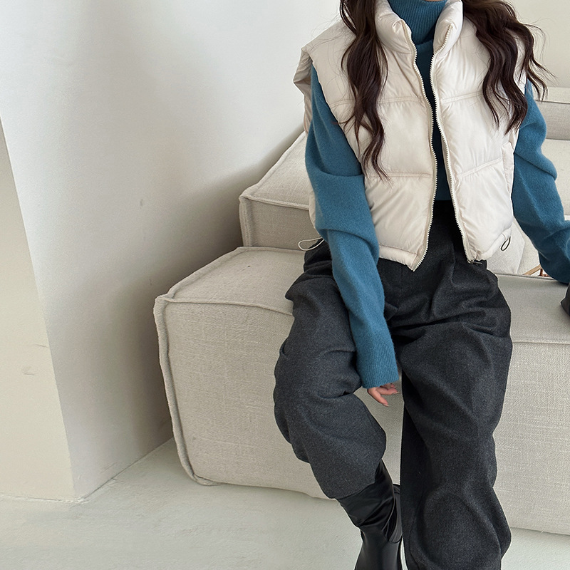 2024 New Down Cotton Vest Women's Short Autumn and Winter Vest Versatile Fashion Outer Wearing Cotton Jacket Coat Trendy
